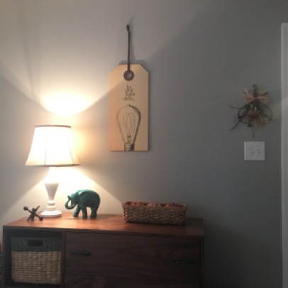 I re-decorated the changing table Peter made into a guest room dresser